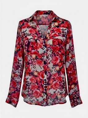 Express Red Floral Portofino Shirt